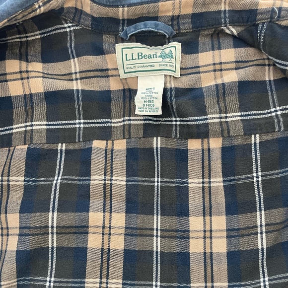 L.L. Bean Men's M Denim Long Sleeve Button Up Shacket VTG Plaid Flannel Lined - Picture 6 of 9